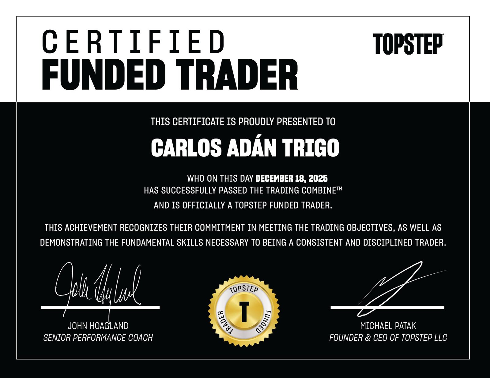 Topstep Funded Trader — Diciembre 2025